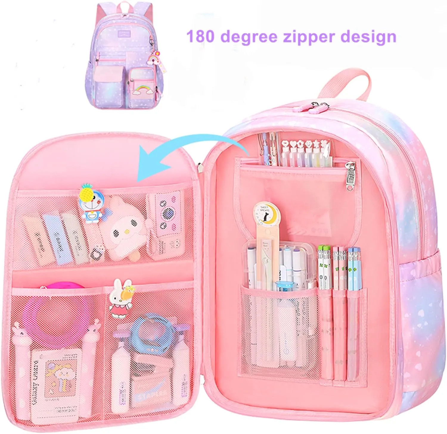 Girls Backpack,Backpacks for Girls,Kids Backpack with Compartments Elementary School Bag For Girls School Backpack(Purple)