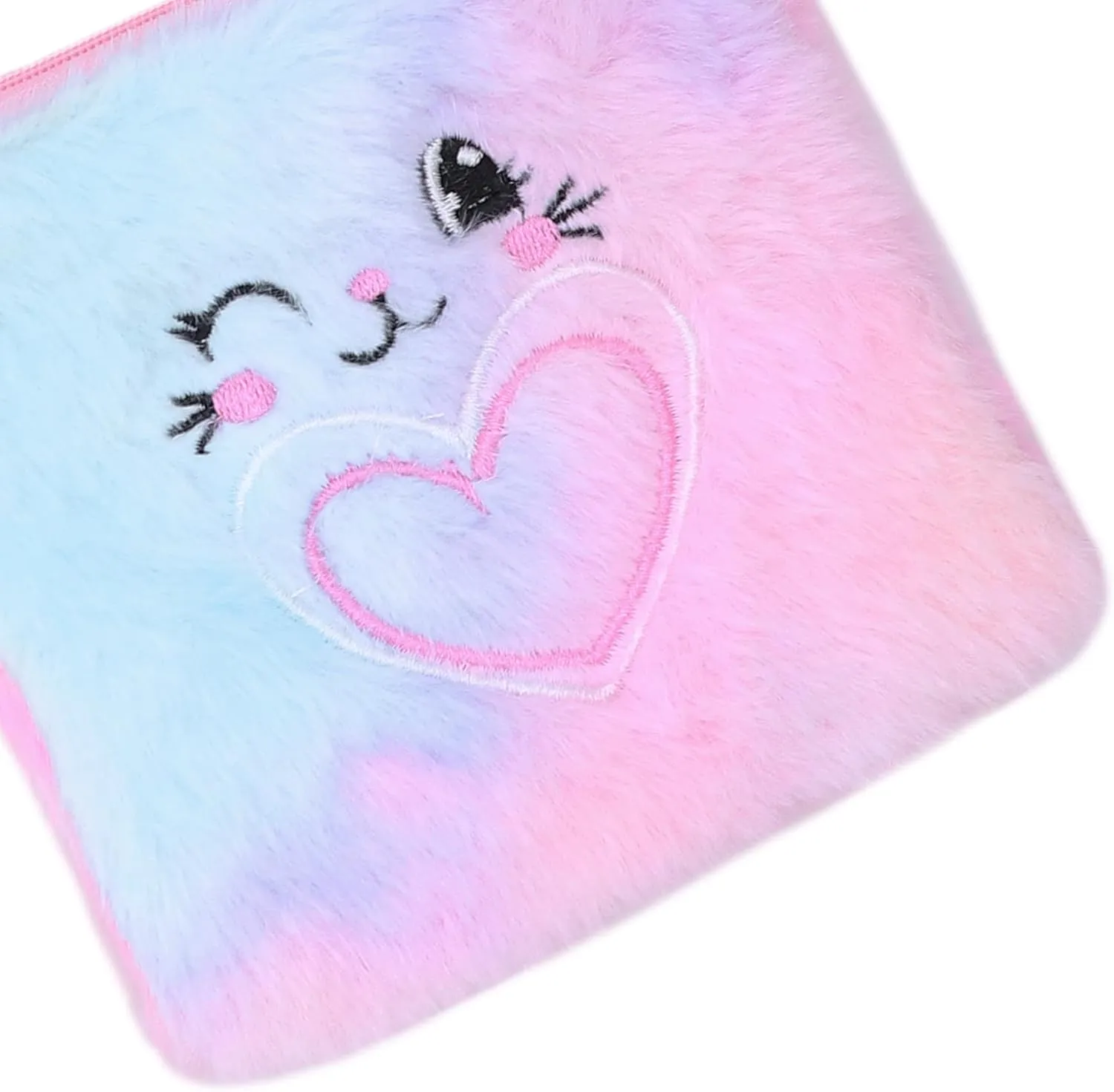 Girls Kids Fluffy Fuzzy Bowknot Crossbody Purse Cute Animal Rainbow Tie Dye Plush Shoulder Bag Coin Purse