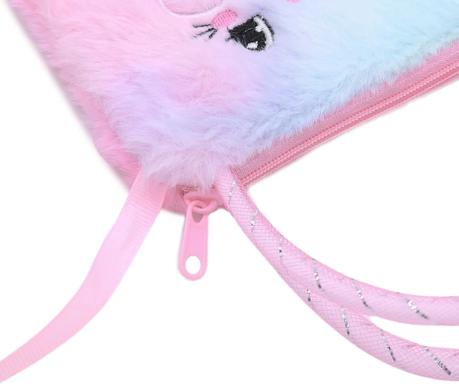 Girls Kids Fluffy Fuzzy Bowknot Crossbody Purse Cute Animal Rainbow Tie Dye Plush Shoulder Bag Coin Purse