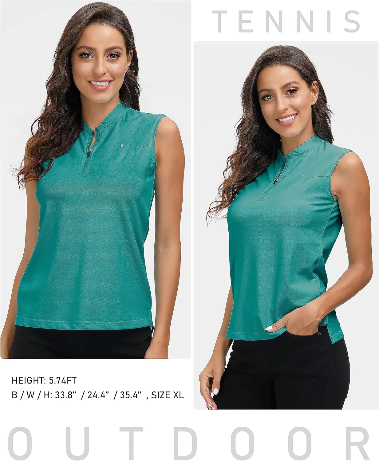 Golf Polo Shirts for Women Slim Fit Woman Sleeveless Sports Shirts Quick Dry Athletic Tank Tops for Tennis Work