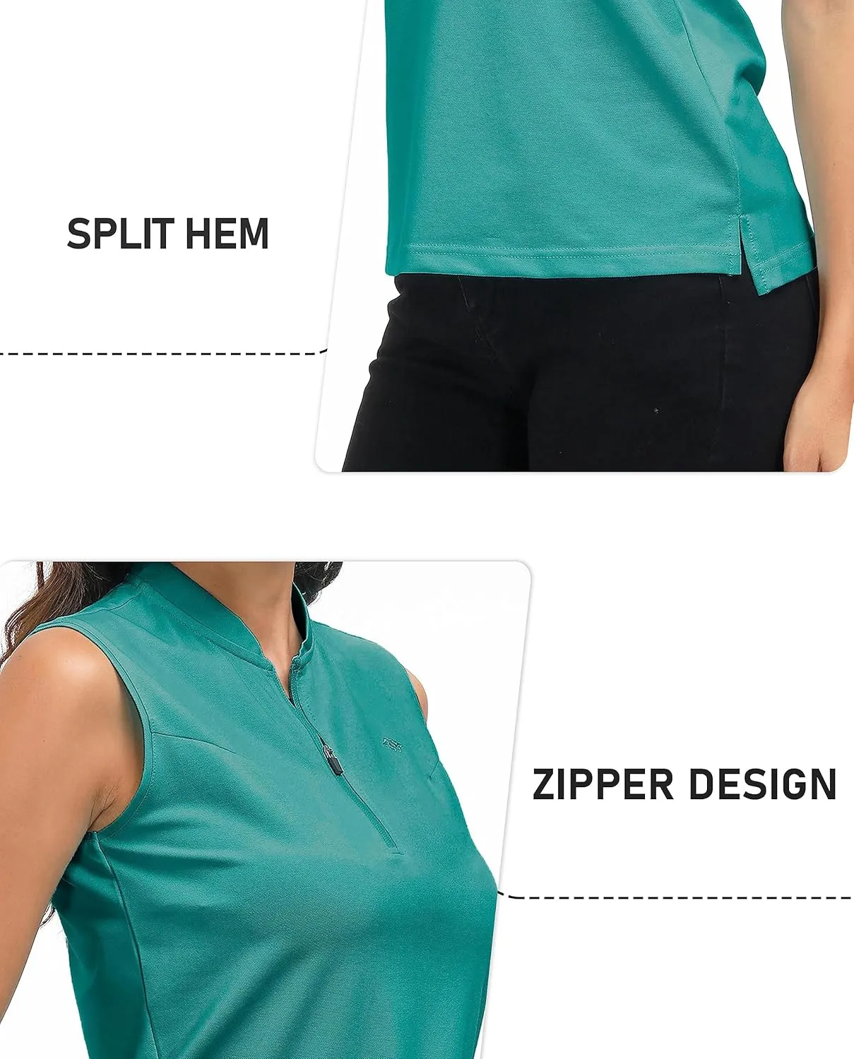 Golf Polo Shirts for Women Slim Fit Woman Sleeveless Sports Shirts Quick Dry Athletic Tank Tops for Tennis Work