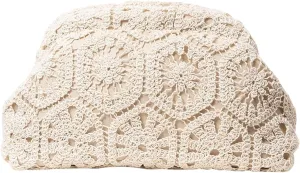 GORGLITTER Women's Crochet Purses Wedding Prom Summer Beach Bag Dumpling Cloud Evening Clutch Purses