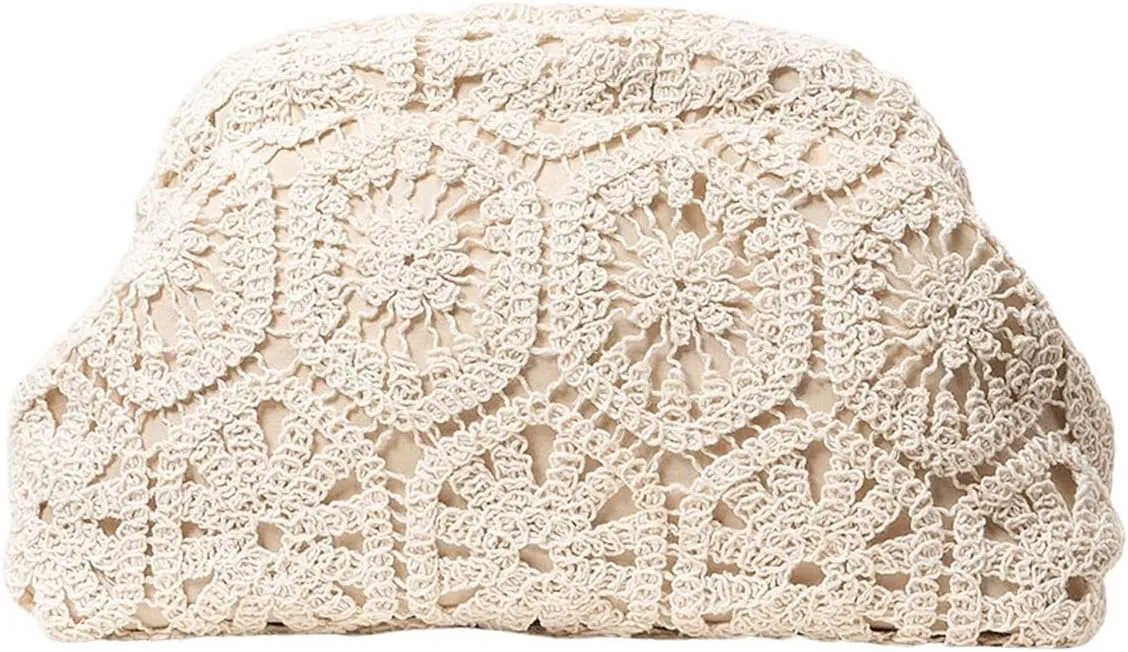 GORGLITTER Women's Crochet Purses Wedding Prom Summer Beach Bag Dumpling Cloud Evening Clutch Purses