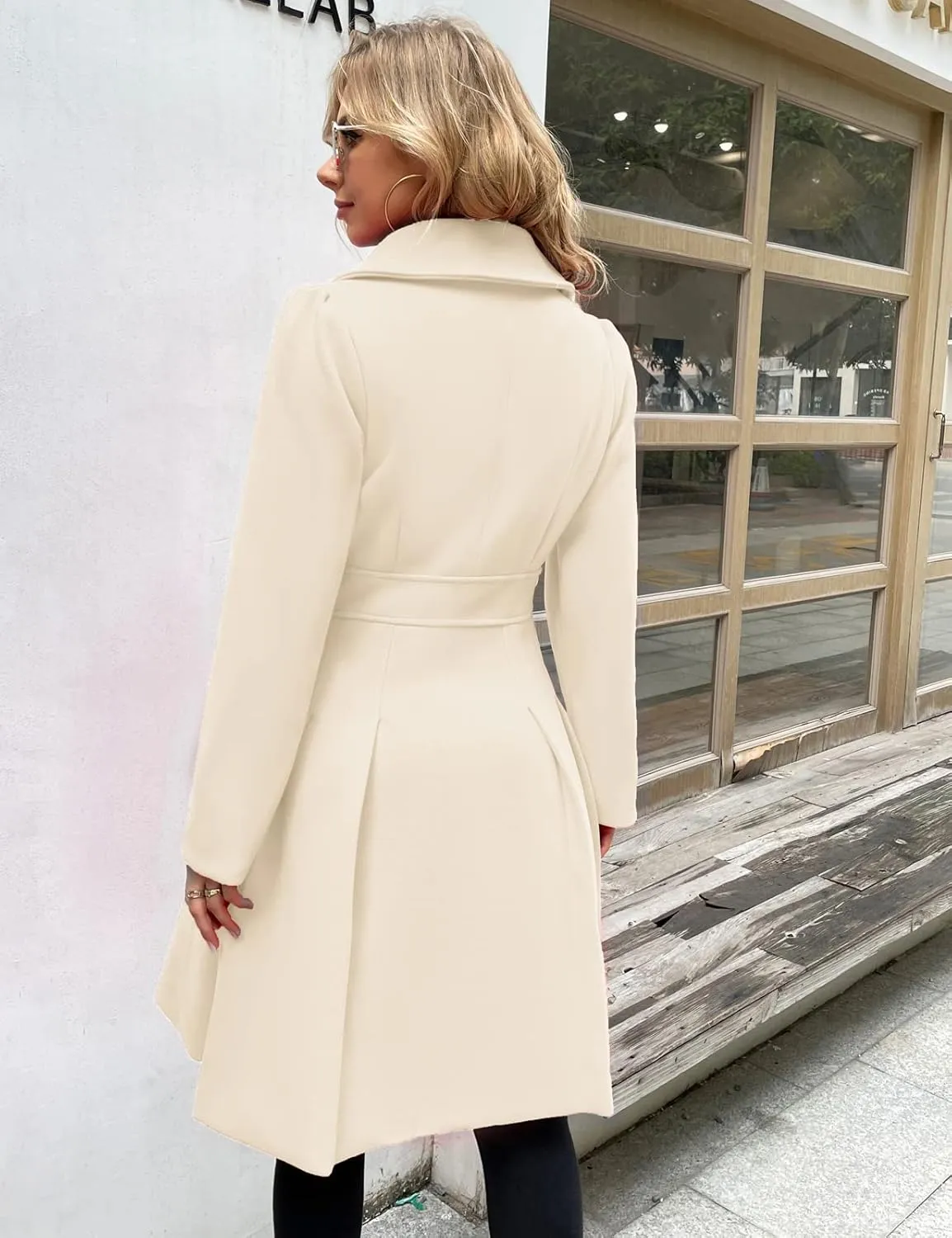 GRACE KARIN 2024 Women's Fashion Trench Coat Notch Lapel Double Breasted Thick A Line Pea Coats Jacket with Pockets(S-2XL)