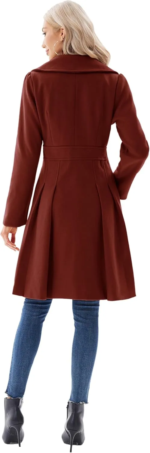 GRACE KARIN 2024 Women's Fashion Trench Coat Notch Lapel Double Breasted Thick A Line Pea Coats Jacket with Pockets(S-2XL)
