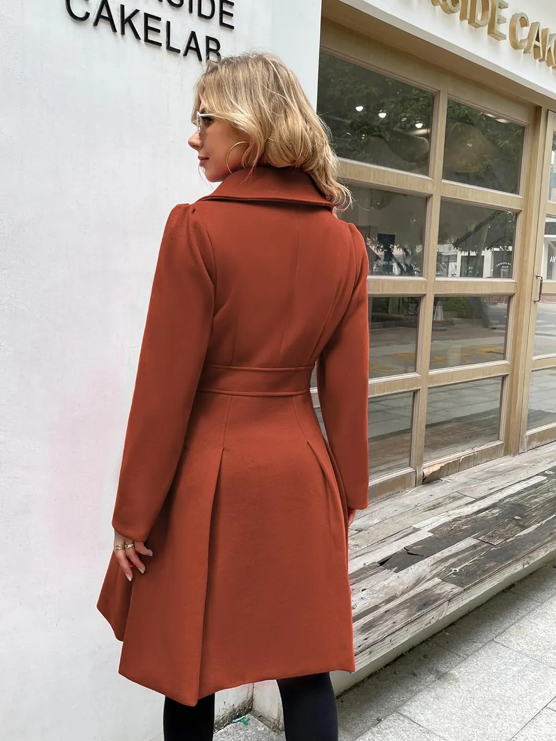 GRACE KARIN 2024 Women's Fashion Trench Coat Notch Lapel Double Breasted Thick A Line Pea Coats Jacket with Pockets(S-2XL)
