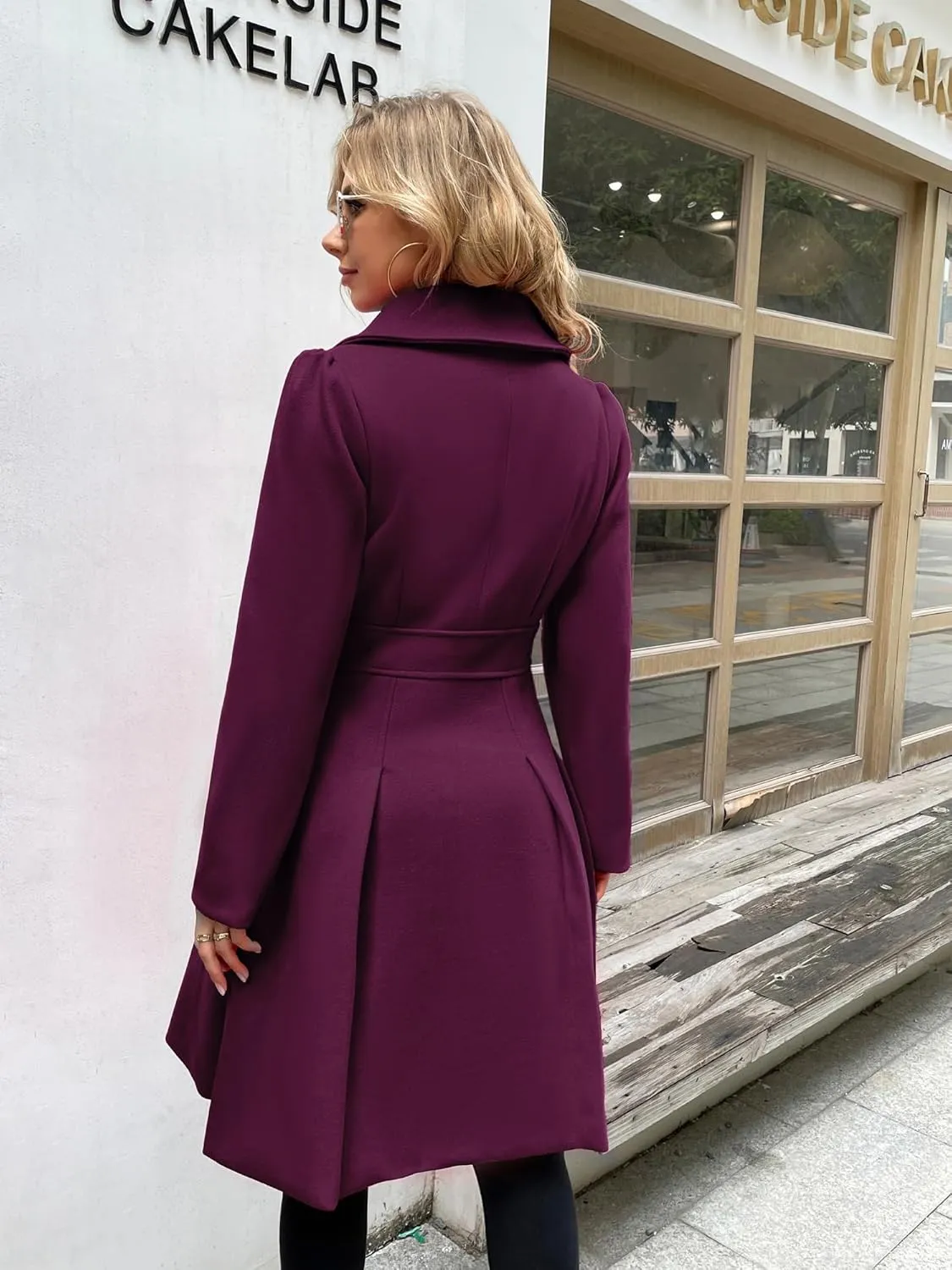 GRACE KARIN 2024 Women's Fashion Trench Coat Notch Lapel Double Breasted Thick A Line Pea Coats Jacket with Pockets(S-2XL)