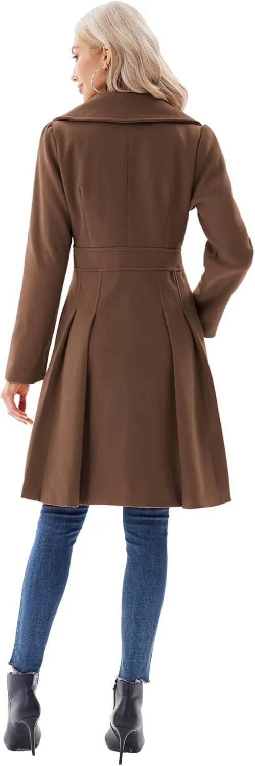 GRACE KARIN 2024 Women's Fashion Trench Coat Notch Lapel Double Breasted Thick A Line Pea Coats Jacket with Pockets(S-2XL)