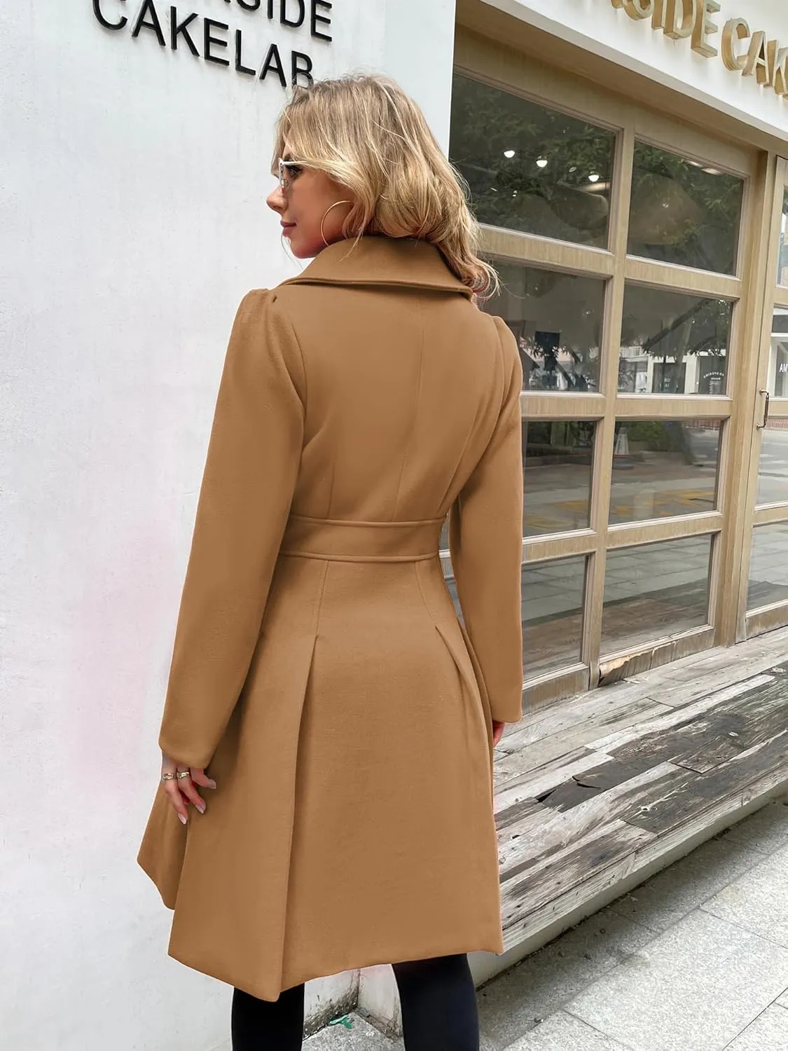 GRACE KARIN 2024 Women's Fashion Trench Coat Notch Lapel Double Breasted Thick A Line Pea Coats Jacket with Pockets(S-2XL)
