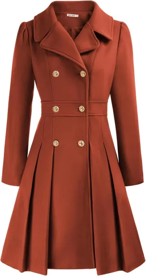 GRACE KARIN 2024 Women's Fashion Trench Coat Notch Lapel Double Breasted Thick A Line Pea Coats Jacket with Pockets(S-2XL)