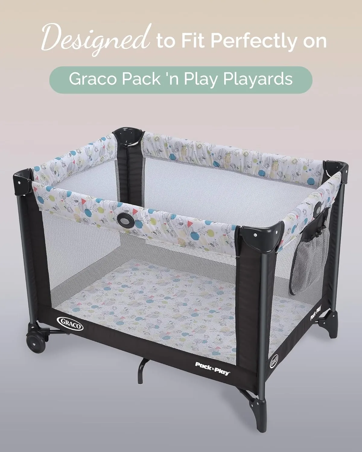 Graco Pack and Play Sheets Fitted – Compatible with Graco Pack n Play Playard Crib & Other 27 x 39 Inch Playpen Mattress, Buttery Soft Jersey Cotton Playard Sheets, Blue Sage Cloud 3 Pack