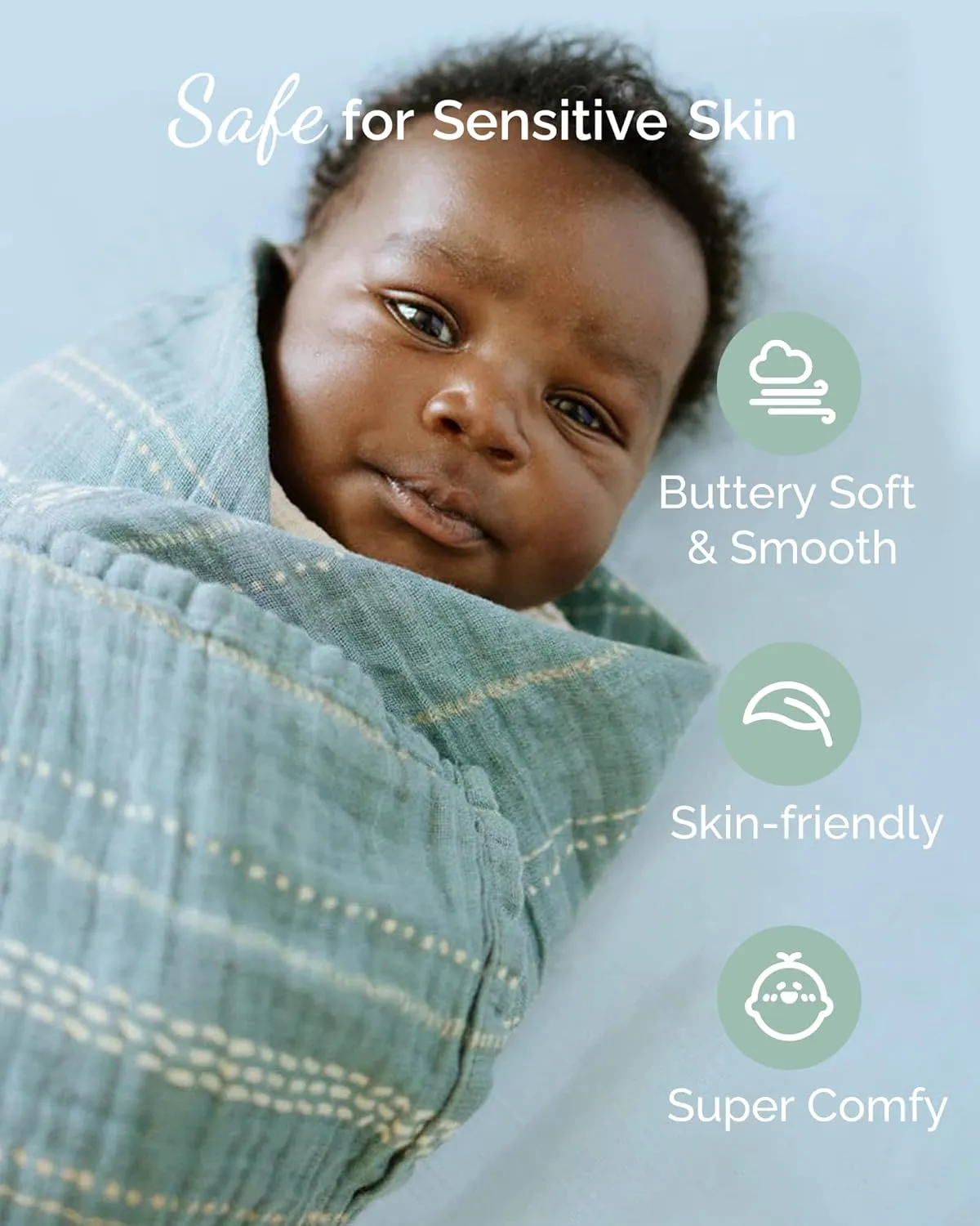 Graco Pack and Play Sheets Fitted – Compatible with Graco Pack n Play Playard Crib & Other 27 x 39 Inch Playpen Mattress, Buttery Soft Jersey Cotton Playard Sheets, Blue Sage Cloud 3 Pack