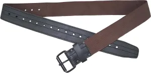 Graintex PB2037 2" Leather/Webbing Belt Single Needle Roller Buckle Fits 28" to 50" Black/Brown Color