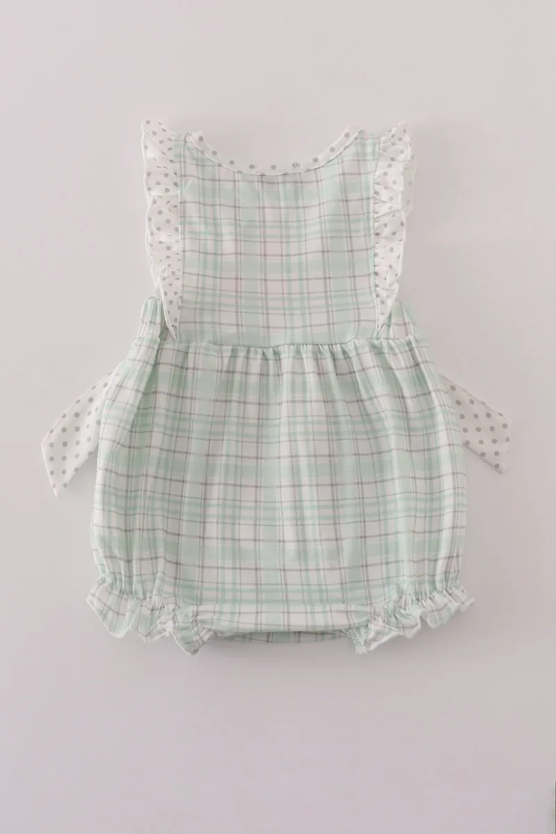 Green plaid sea shell starfish french knot ruffle bubble
