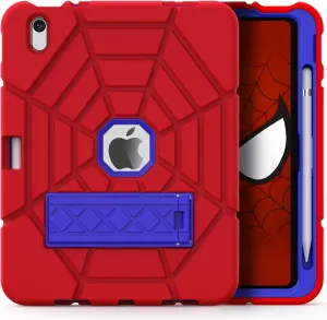 Grifobes Kids Case for iPad A16 11th Generation 2025 11-inch/iPad 10th Generation 2022 10.9 inch, Heavy Duty Shockproof Rugged 11/10 Gen Cover with Pencil Holder/Stand Boy Children (Red Blue)