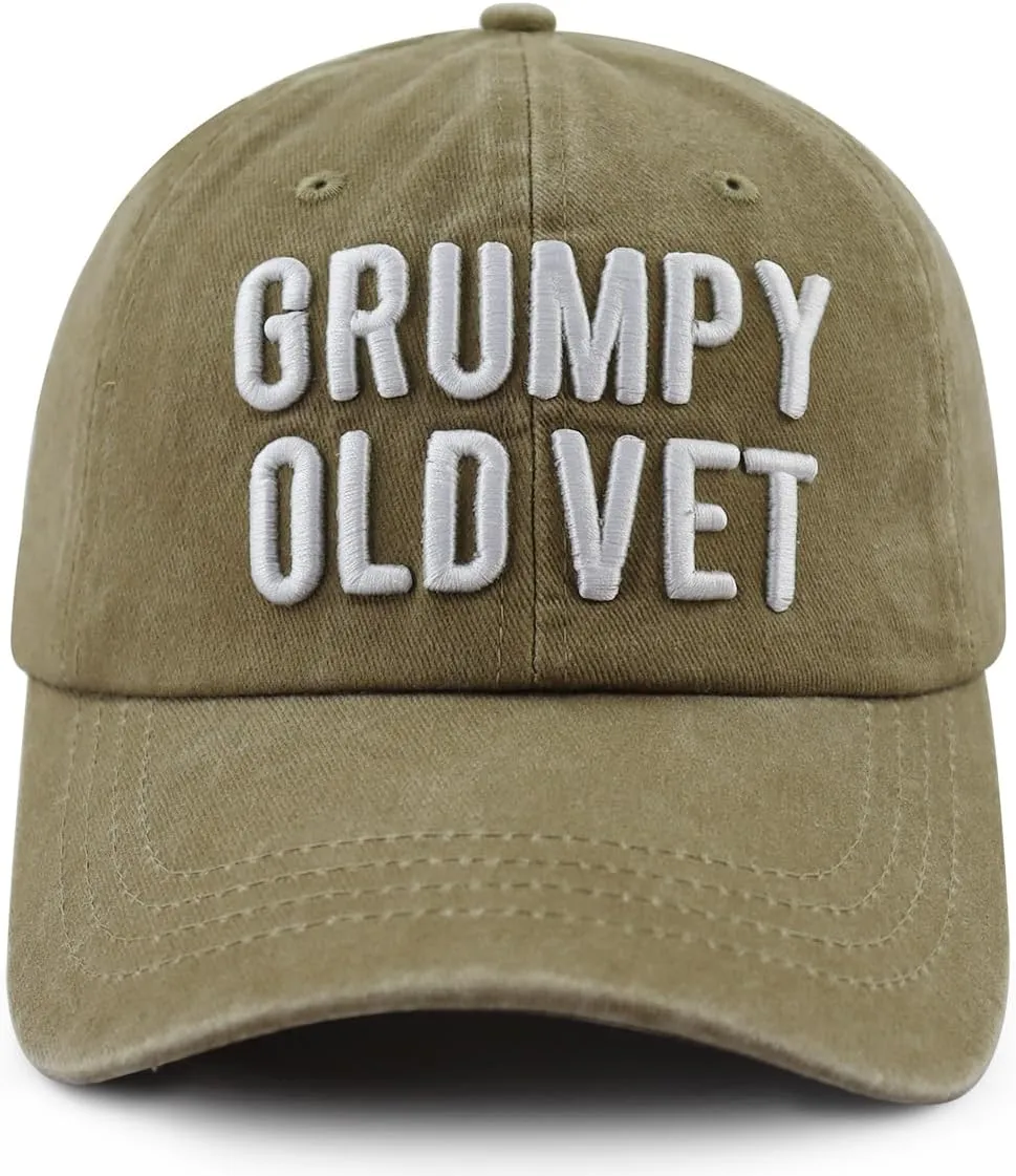 Grumpy Old Vet Hat for Men Women, Adjustable Cotton Embroidered Baseball Cap
