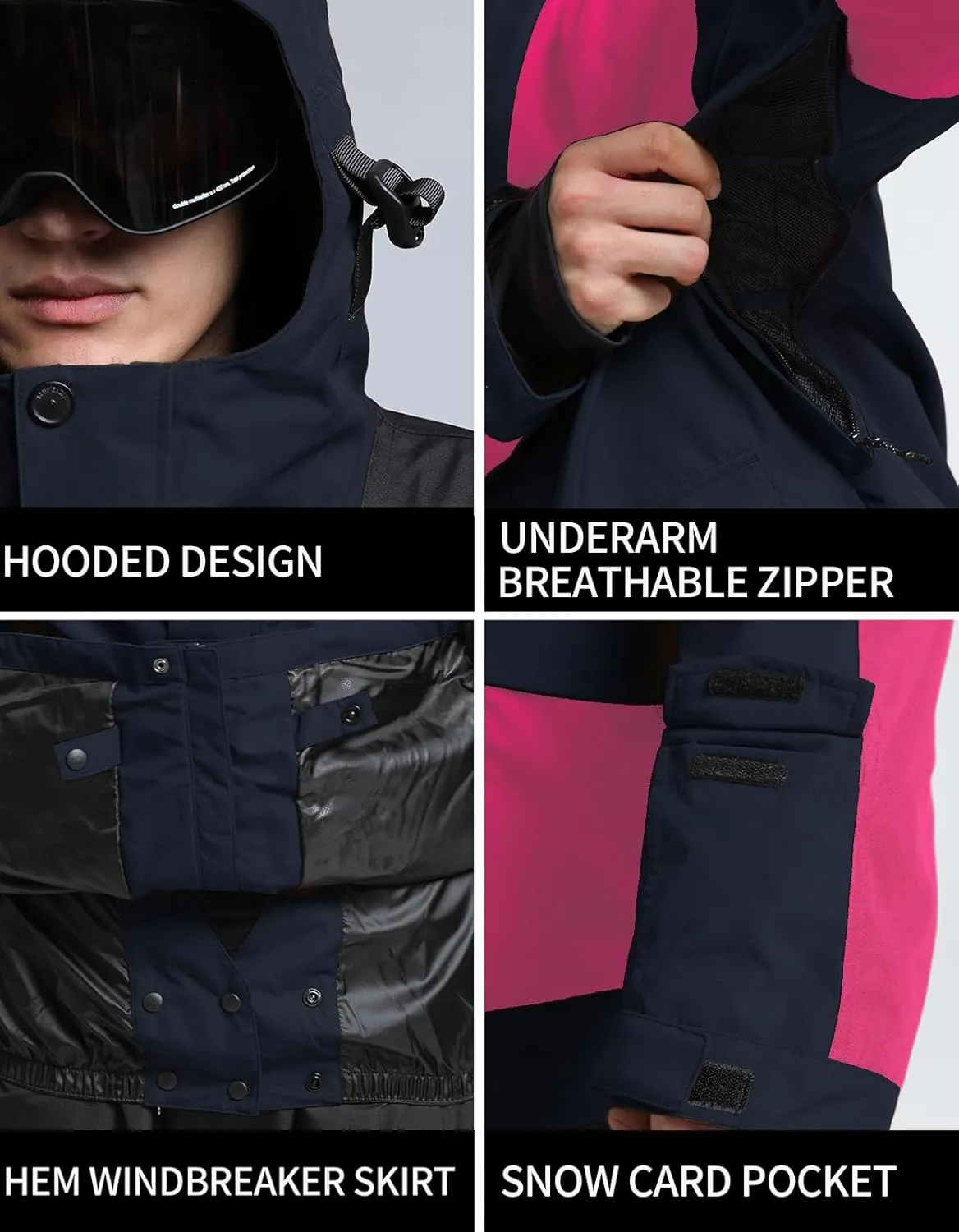 GSOU SNOW Men Ski Jacket Snowboard Snow Coat Warm Winter Waterproof Mountain Hooded