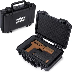 Gun Case, Waterproof Pistol Cases Hard Shell, Gun Storage Box for Handguns with Pre-Diced Foam, TSA Approved Pistols Travel Pistols Case for Carrying Handgun with Accessories