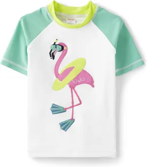 Gymboree Boys' and Toddler Embroidered Short Sleeve Rashguard