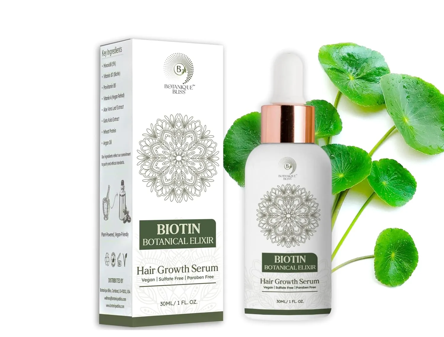 Hair Growth Serum For Men & Women - Advanced Formula for Fuller, Healthier Hair, Nourish Scalp - 5% Minoxidil, Biotin, ProVitamin B5 - Plant-Powered, Vegan - 1 Fl Oz