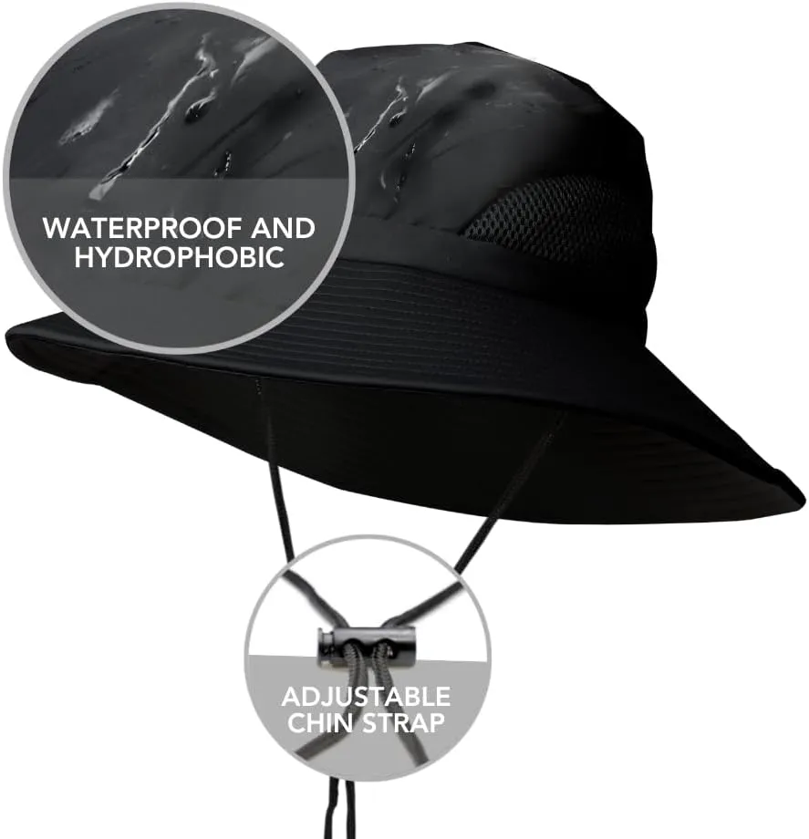 Hairbrella Stylish Waterproof Satin Lined Sun Hat, UV Protection, Wide Brim Beach Hat, Adjustable Fit and Breathable Design