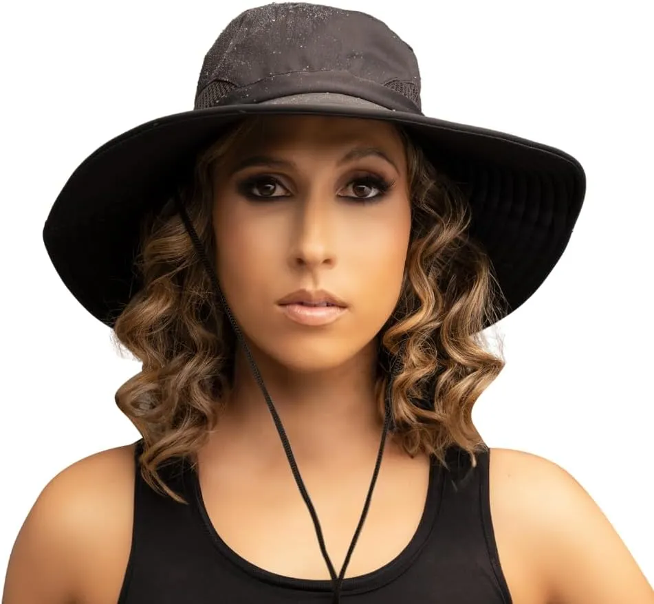Hairbrella Stylish Waterproof Satin Lined Sun Hat, UV Protection, Wide Brim Beach Hat, Adjustable Fit and Breathable Design