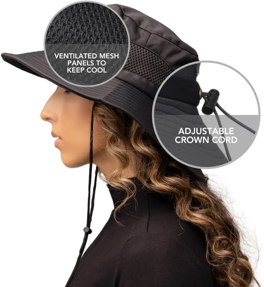 Hairbrella Stylish Waterproof Satin Lined Sun Hat, UV Protection, Wide Brim Beach Hat, Adjustable Fit and Breathable Design
