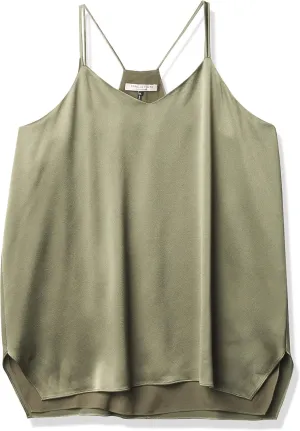 HALSTON HERITAGE Women's Sleeveless Double Strap Satin Cami