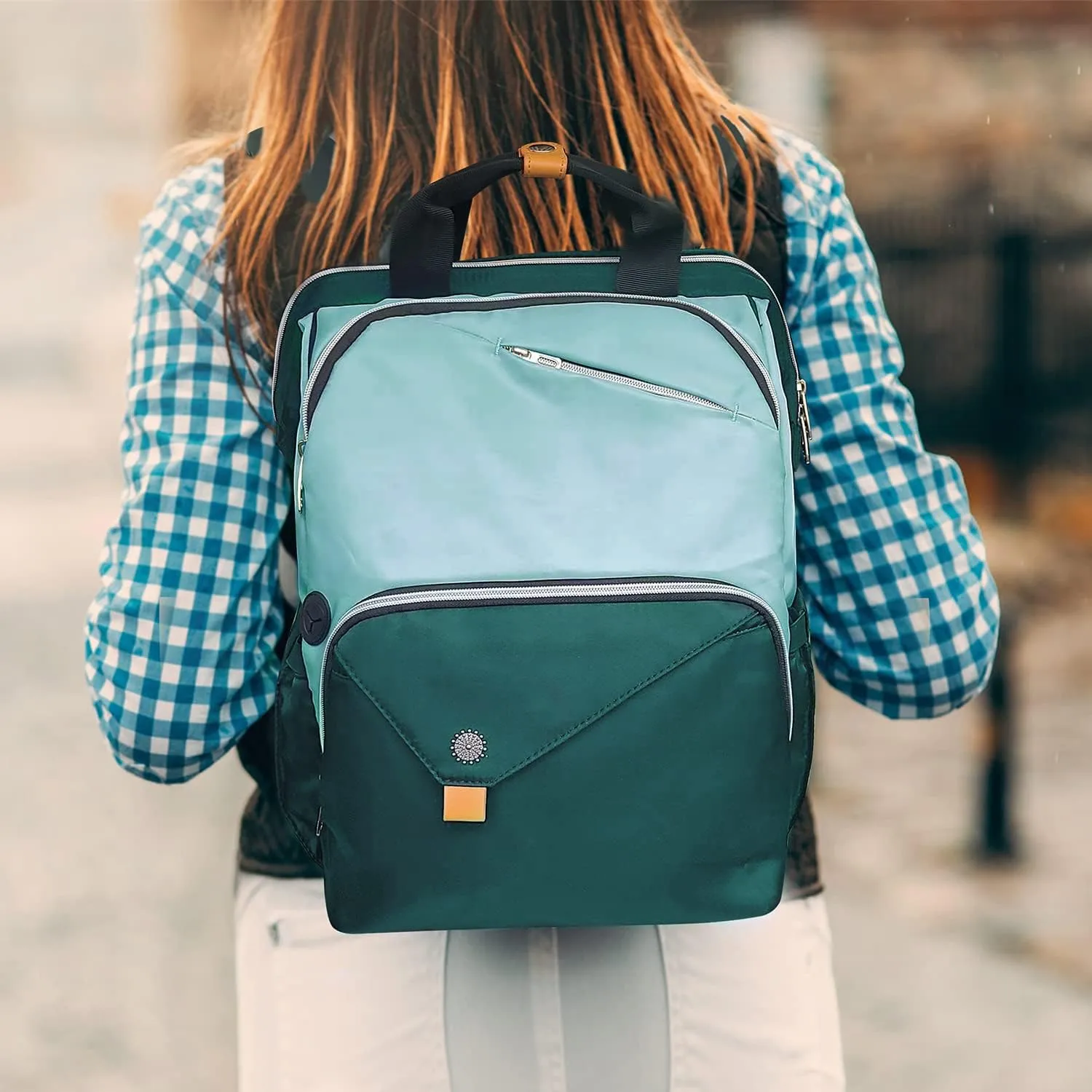 Hap Tim Laptop Backpack Women, Travel Backpack for Women, Work Backpack, Nurse Backpack, Green（7651-GR）