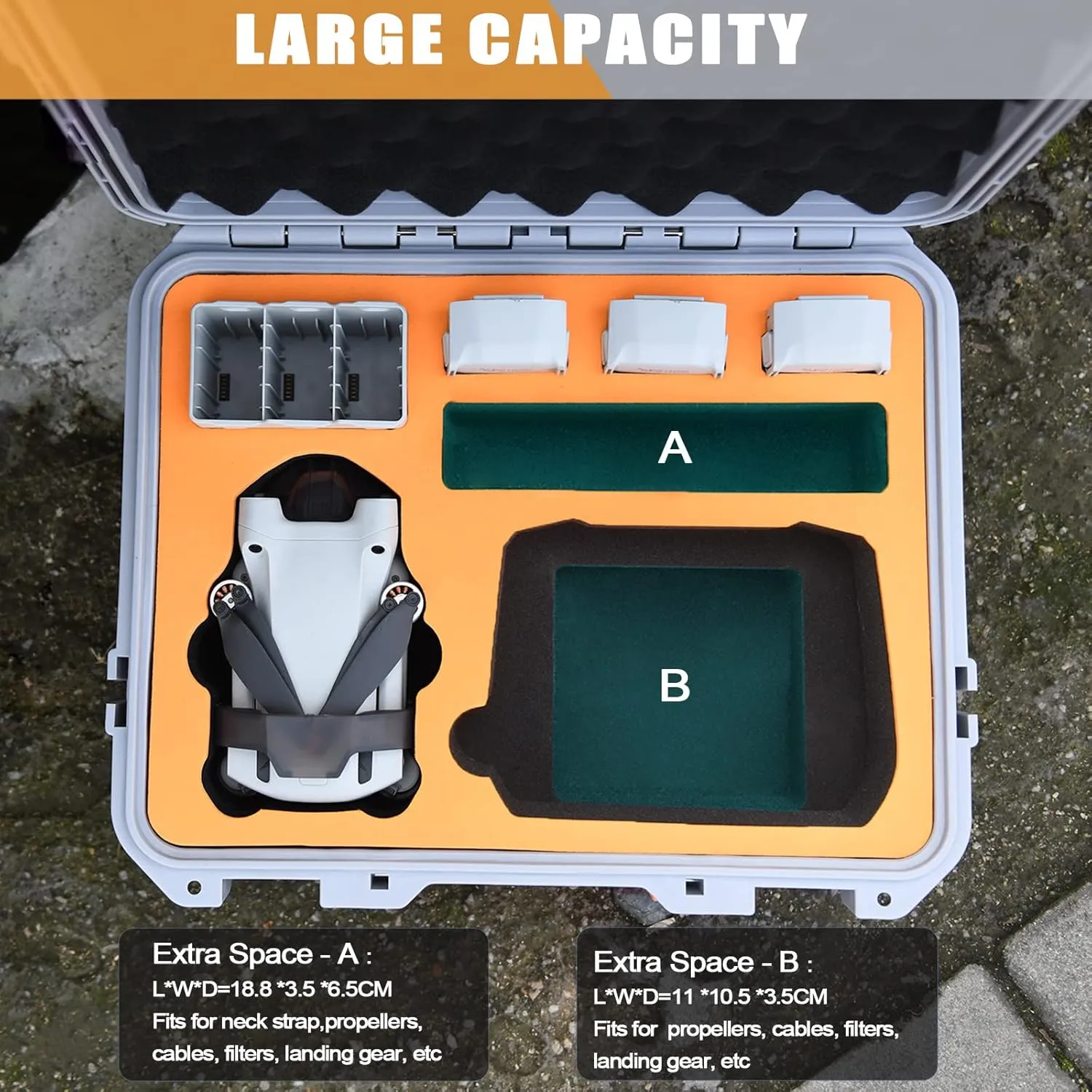 Hard Case for DJI Mini 3 Pro/3/Mini 4 Pro, Waterproof Pressure Resistant Carrying Case Accessories - Fits Latest for DJI RC (Included Neck Strap)