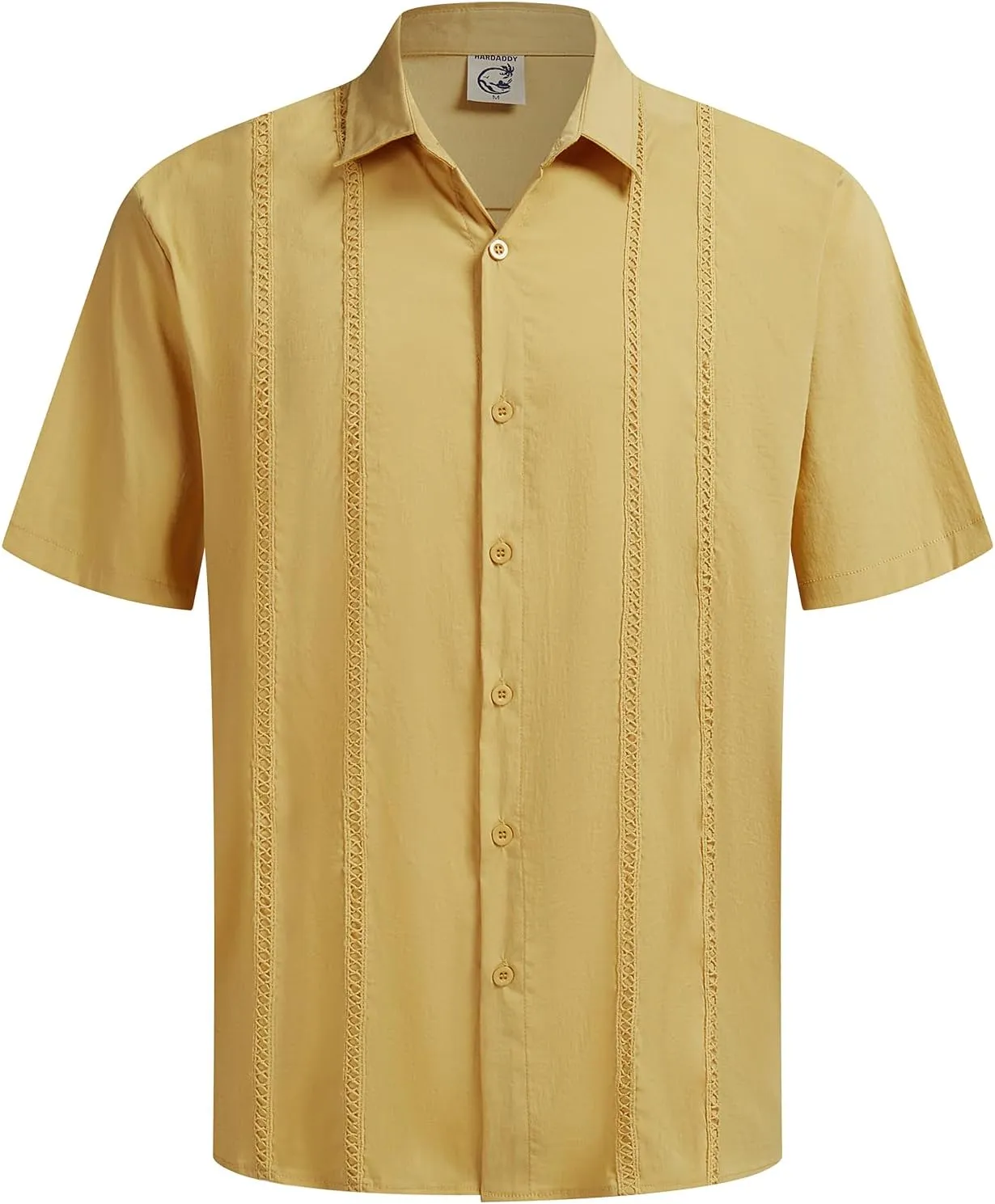 Hardaddy Men's Cuban Guayabera Embroidery Vacation Shirt Button Down Summer Beach Shirt Short Sleeve
