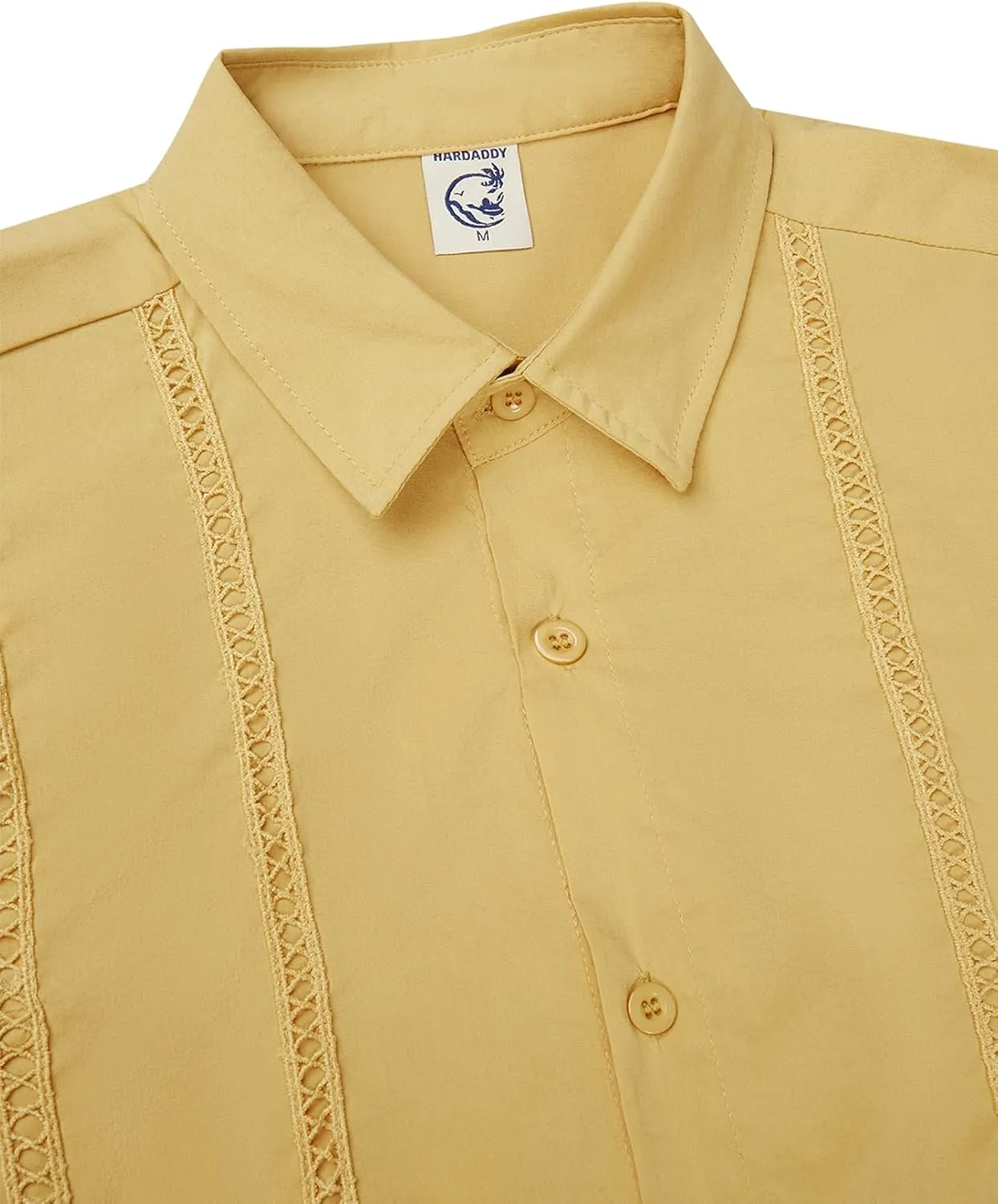 Hardaddy Men's Cuban Guayabera Embroidery Vacation Shirt Button Down Summer Beach Shirt Short Sleeve