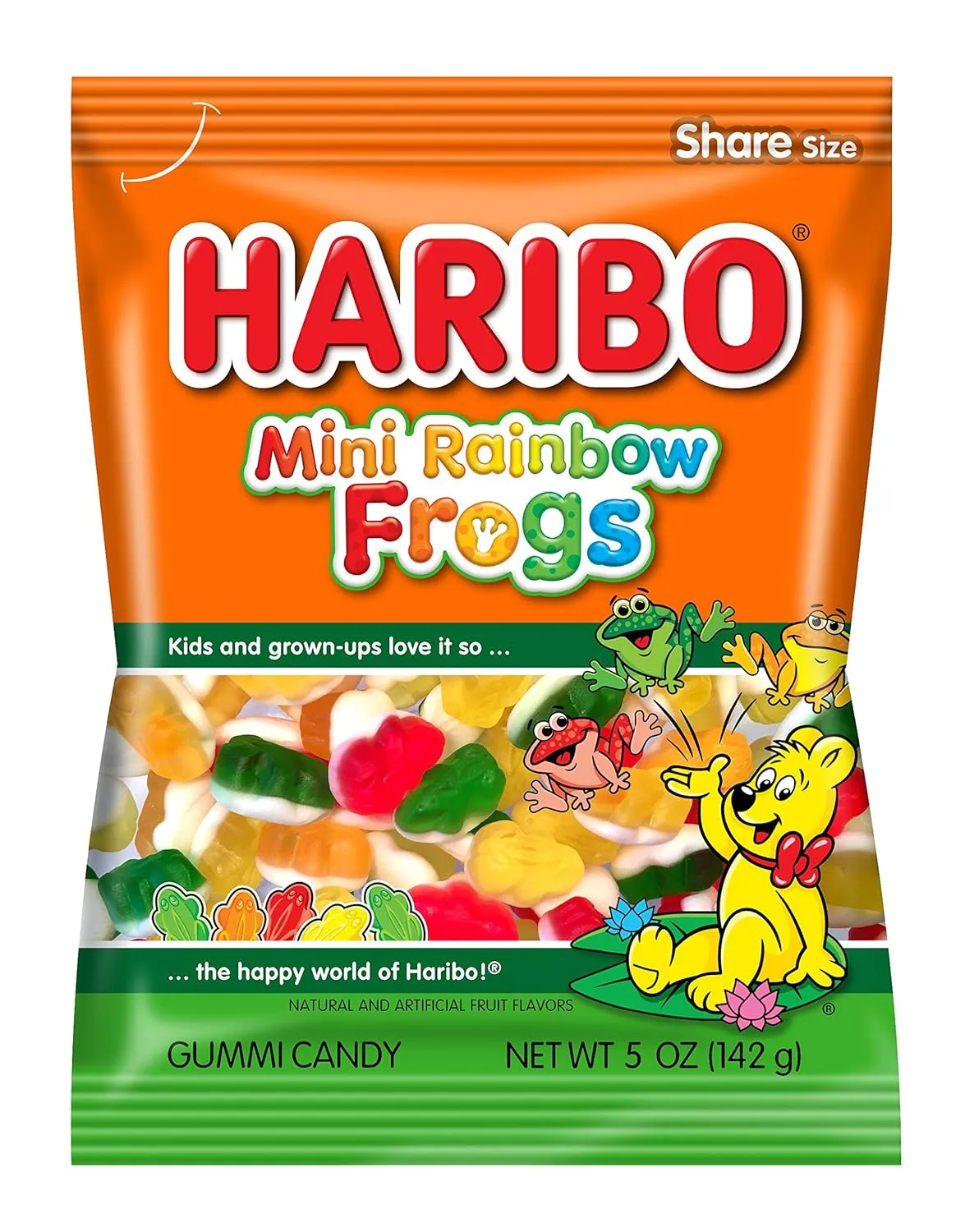 HARIBO Gummi Candy, Mini Rainbow Frogs, 5 oz. Bag (Pack of 12)