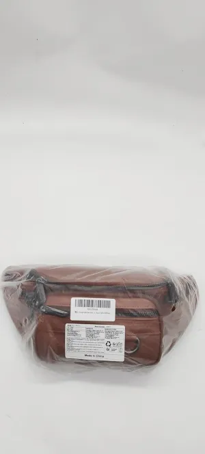 Hebetag Leather Fanny Pack Waist Bag for Men Women Outdoor Travel Walking Hiking Camping Phone Pouch Wallet Casual Daypack, Brown