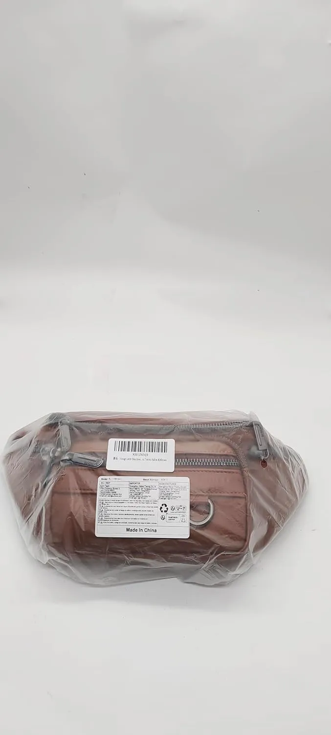 Hebetag Leather Fanny Pack Waist Bag for Men Women Outdoor Travel Walking Hiking Camping Phone Pouch Wallet Casual Daypack, Brown