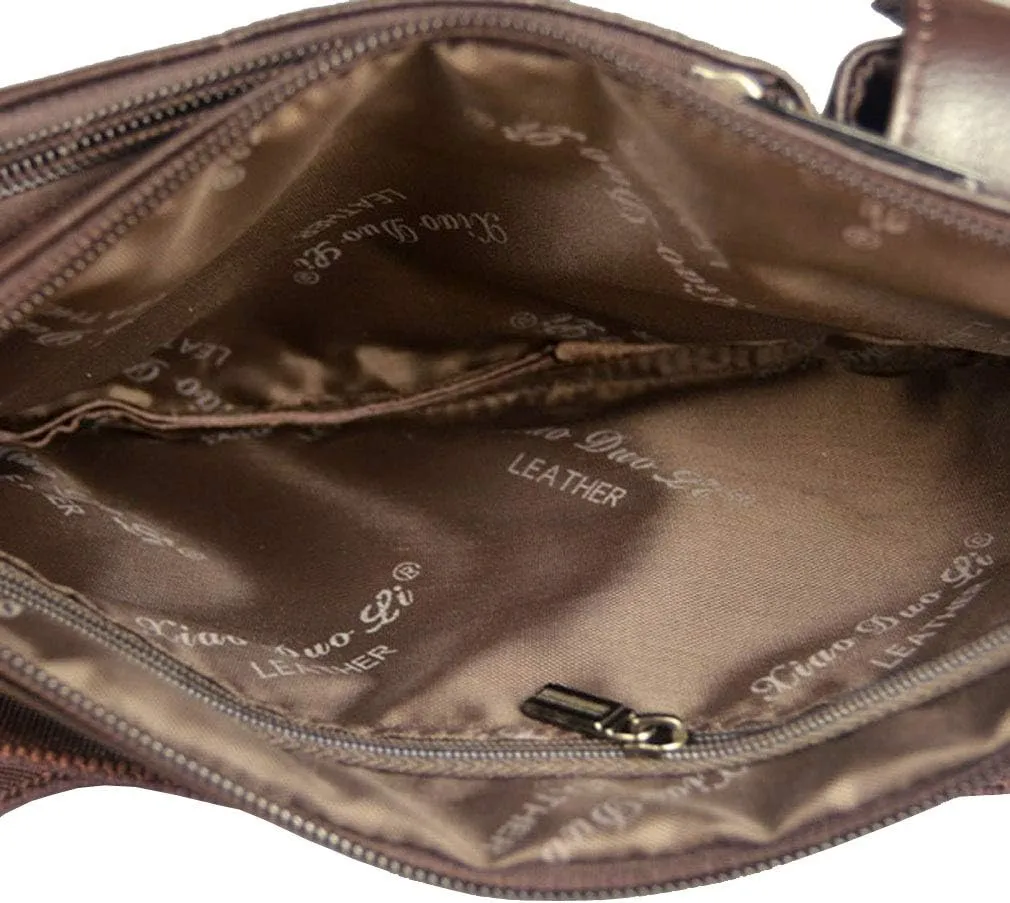 Hebetag Leather Waist Bag Fanny Pack for Men Hip Bum Belt Waist Purse Travel Hiking Walking Cell Phone Pouch Sling Chest Daypack, Coffee