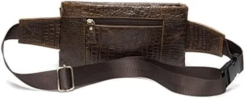 Hebetag Leather Waist Bag Fanny Pack for Men Women Travel Outdoor Hunting Hiking Climbing Multi-Purpose Hip Bum Belt Slim Cell Phone Purse Wallet Pouch, Deep Brown