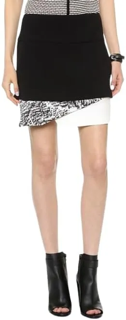 Helmut Lang Black Layered Print Mini Skirt