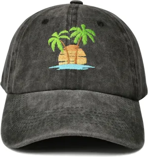 Hepandy Embroidered Palm Tree Hats for Men Women