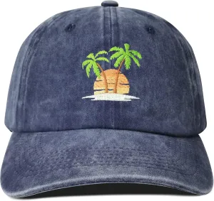 Hepandy Embroidered Palm Tree Hats for Men Women