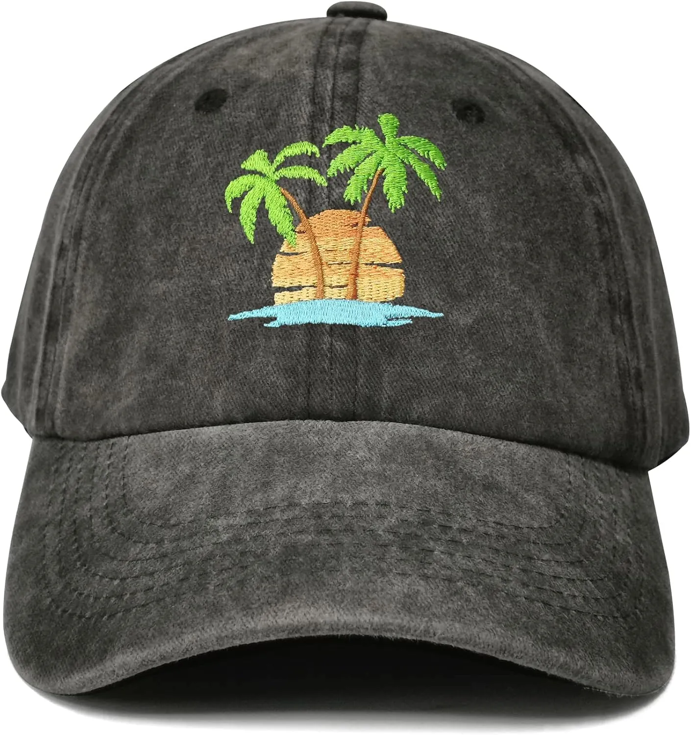 Hepandy Embroidered Palm Tree Hats for Men Women
