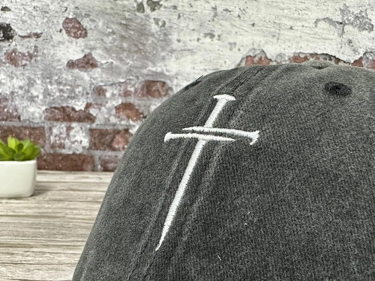 Hepandy Embroidered Three Nails Cross Baseball Hats for Women & Men