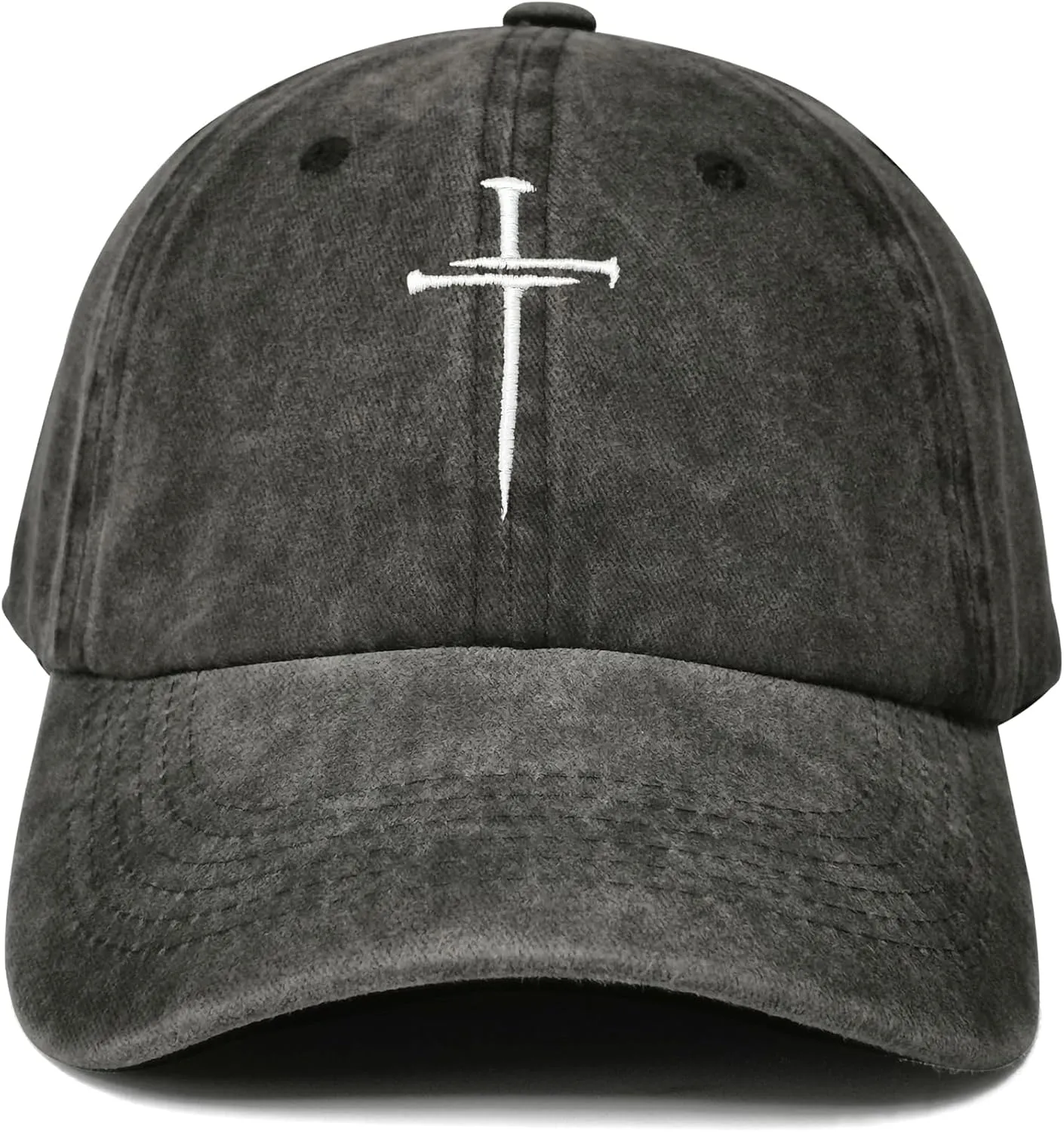 Hepandy Embroidered Three Nails Cross Baseball Hats for Women & Men