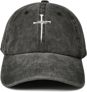 Hepandy Embroidered Three Nails Cross Baseball Hats for Women & Men