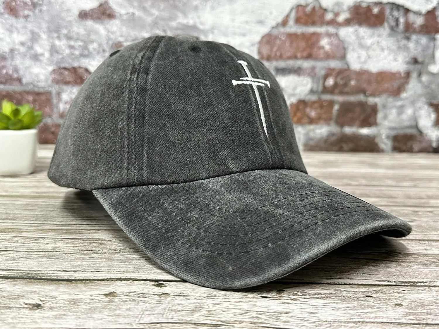 Hepandy Embroidered Three Nails Cross Baseball Hats for Women & Men