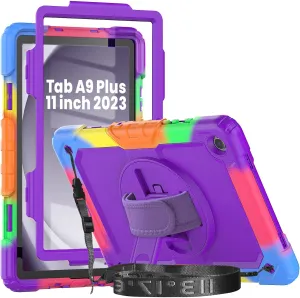 Herize Case for Tab A9 Plus 11 Inch with Screen Protector | SM-X210/X215/X216 Case for Kids Girls | Shockproof Rugged Protective Cover with Stand Hand Grip Shoulder Strap for Samsung Galaxy Tab A9 