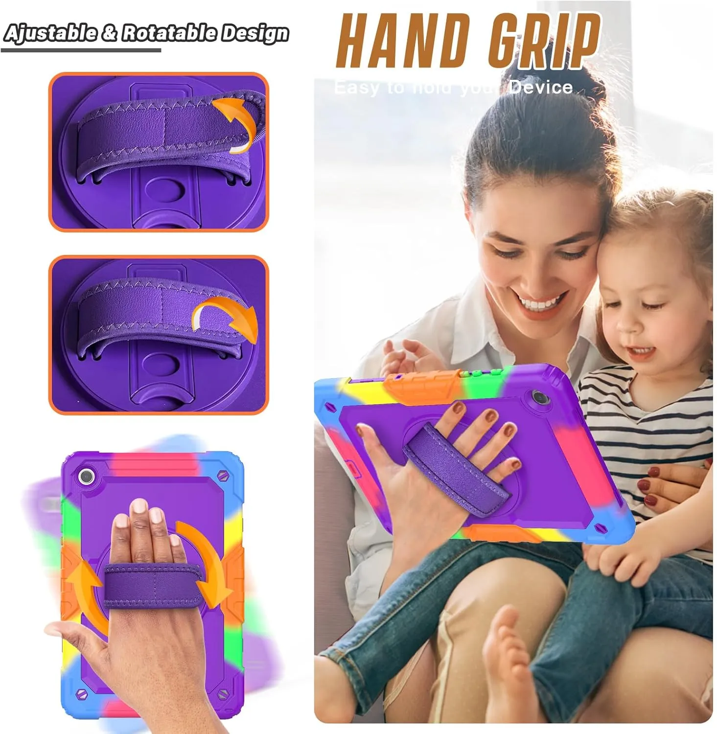 Herize Case for Tab A9 Plus 11 Inch with Screen Protector | SM-X210/X215/X216 Case for Kids Girls | Shockproof Rugged Protective Cover with Stand Hand Grip Shoulder Strap for Samsung Galaxy Tab A9 