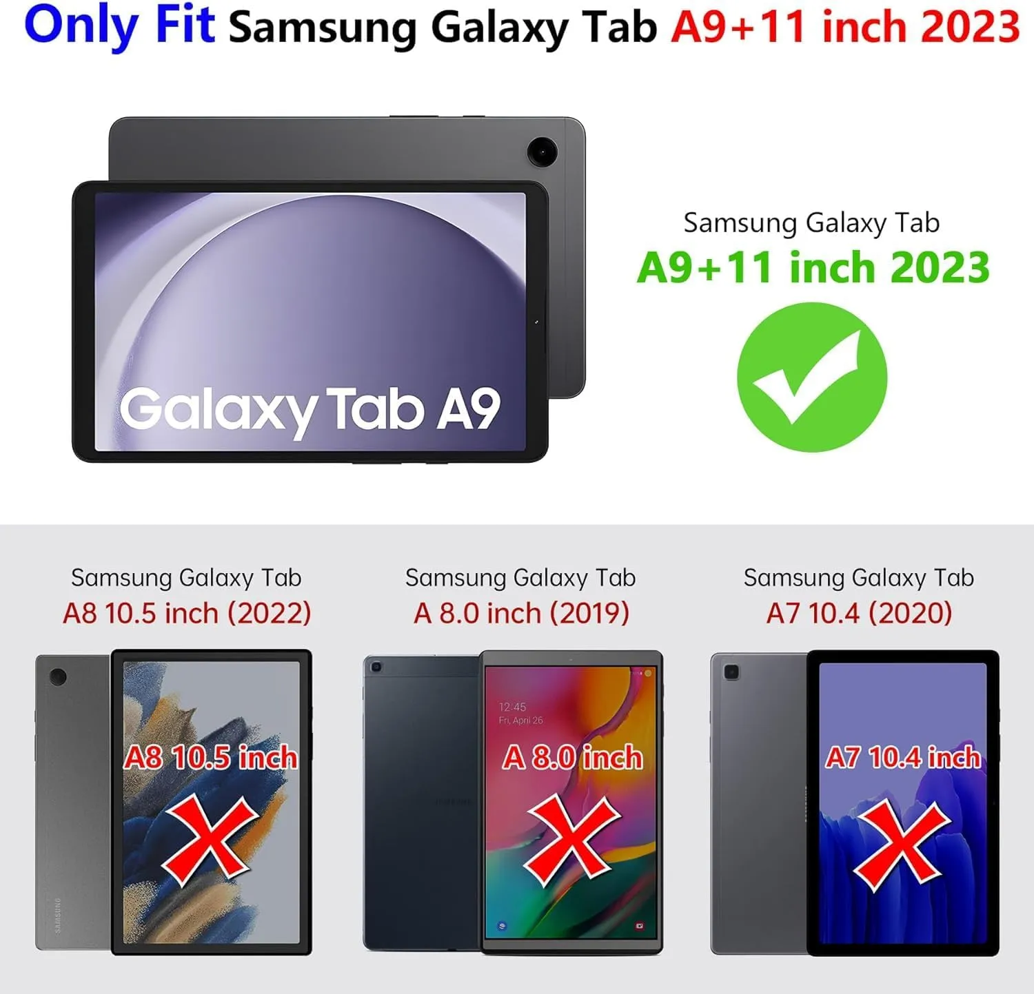 Herize Case for Tab A9 Plus 11 Inch with Screen Protector | SM-X210/X215/X216 Case for Kids Girls | Shockproof Rugged Protective Cover with Stand Hand Grip Shoulder Strap for Samsung Galaxy Tab A9 