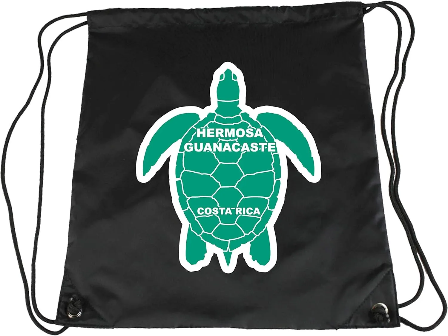 Hermosa Guanacaste Costa Rica Souvenir Cinch Bag with Drawstring Backpack Tote Beach Bag Green Turtle Design
