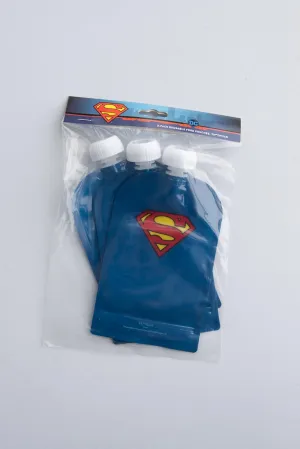 Herobility DC Comic Food Pouch 180 ml / 6 Fl Oz - Squeeze Pouches for Baby, Reusable, Sustainable, Leak-Proof Design, Double Zip-Lock, BPA-Free - Pack of 3